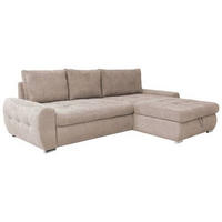 ECKSCHLAFSOFA in Velours Beige  - Chromfarben/Weiss, Design, Kunststoff/Textil (277/175cm) - Livetastic