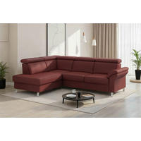 ECKSOFA 194/245 cm ARNGAST E in Echtleder Rotbraun Kopfteilverstellung  194/245 cm  - Chromfarben/Rotbraun, Basics, Leder/Textil (194/245cm) - Sit & More