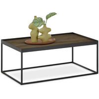 COUCHTISCH Eiche massiv 100/60/39 cm rechteckig Schwarz, Eiche dunkel  - Eiche dunkel/Schwarz, Natur, Holz/Metall (100/60/39cm) - SetOne by Musterring