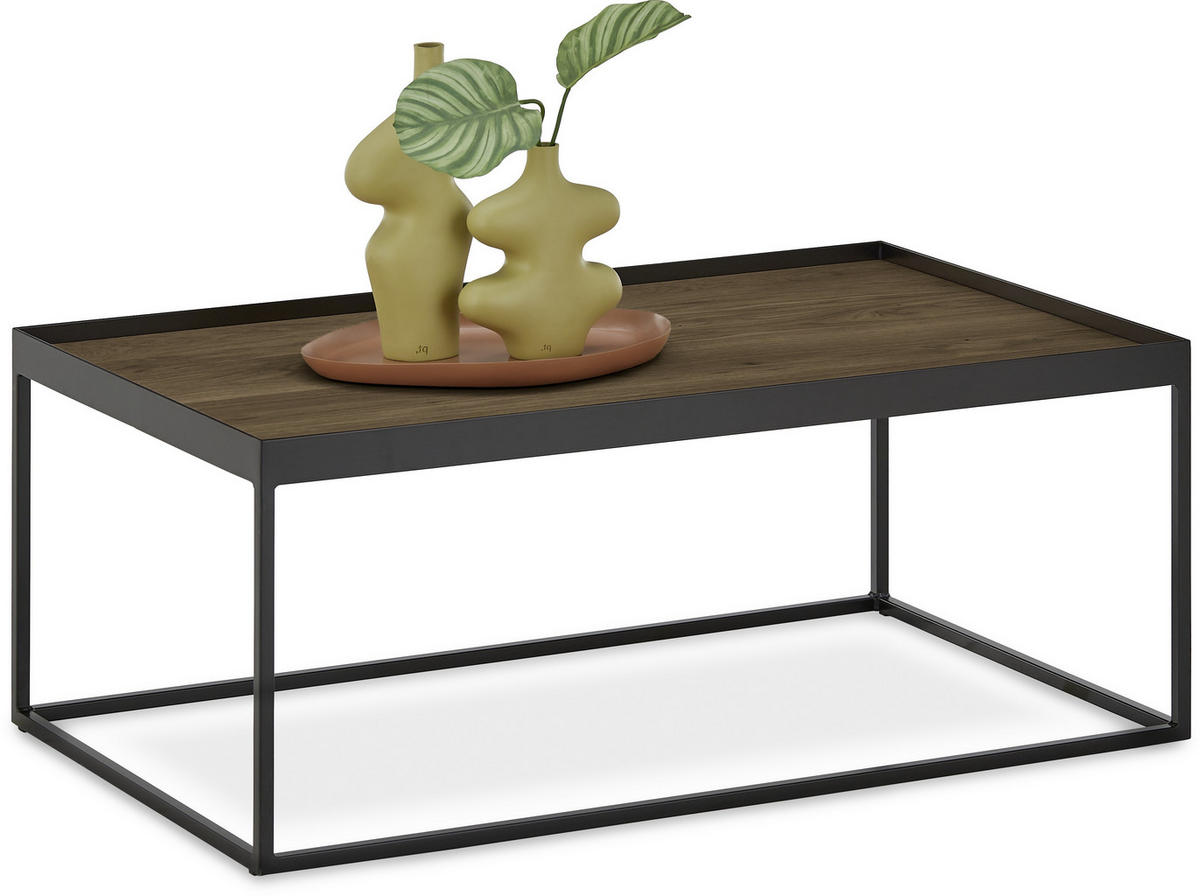 COUCHTISCH Eiche massiv 100/60/39 cm rechteckig Schwarz, Eiche dunkel  - Eiche dunkel/Schwarz, Natur, Holz/Metall (100/60/39cm) - SetOne by Musterring