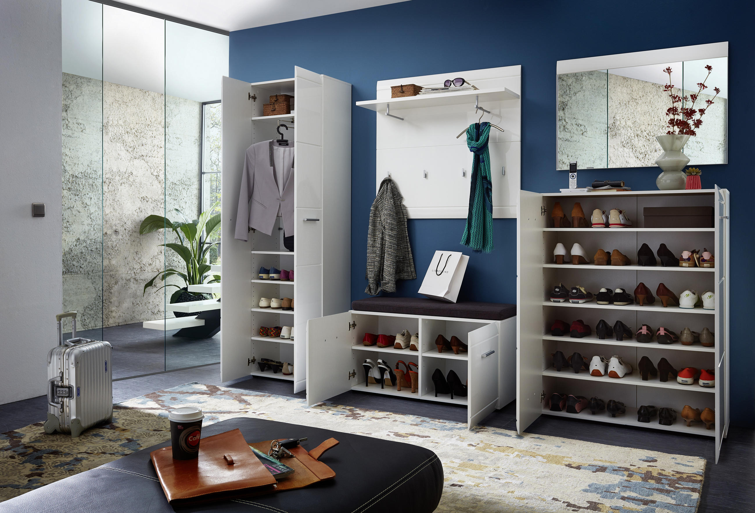 SCHUHSCHRANK Weiß - Silberfarben/Weiß, Design, Holzwerkstoff/Kunststoff (89/120/37cm) - Carryhome