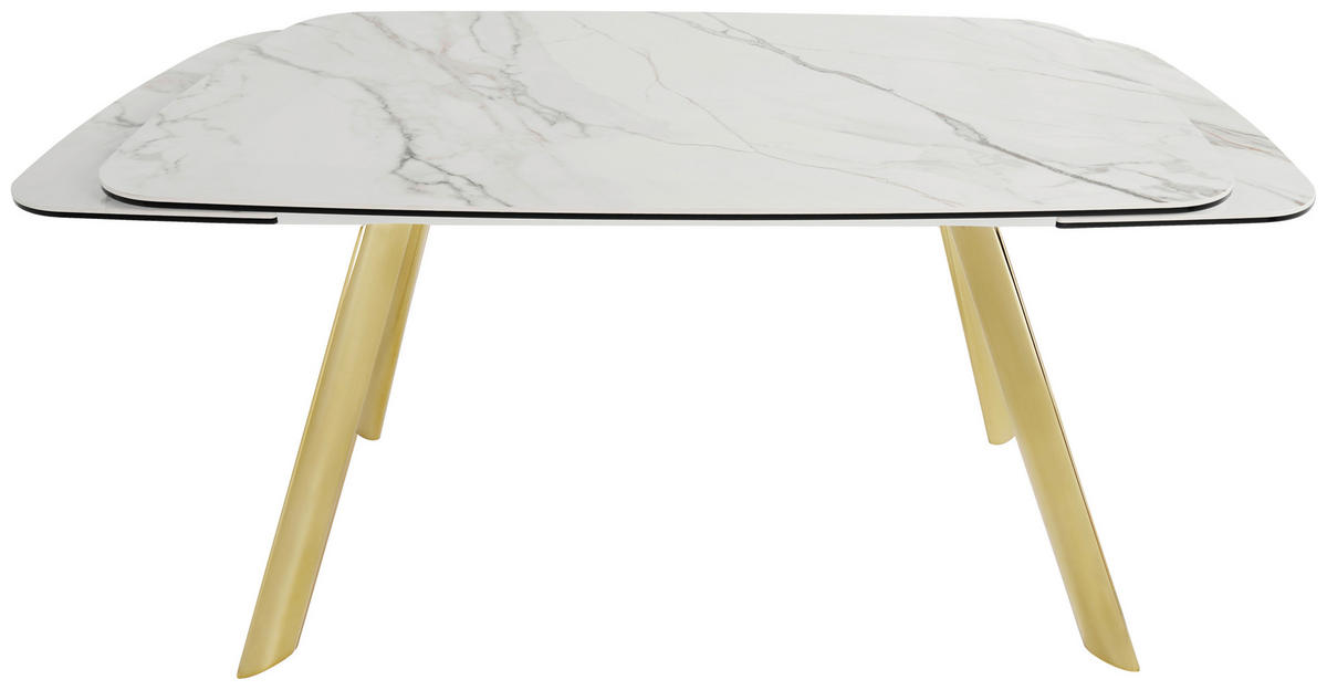 ÉTKEZŐASZTAL - aranyszínű/fehér, Design, üveg/fém (198/76/89cm) - Hom`in