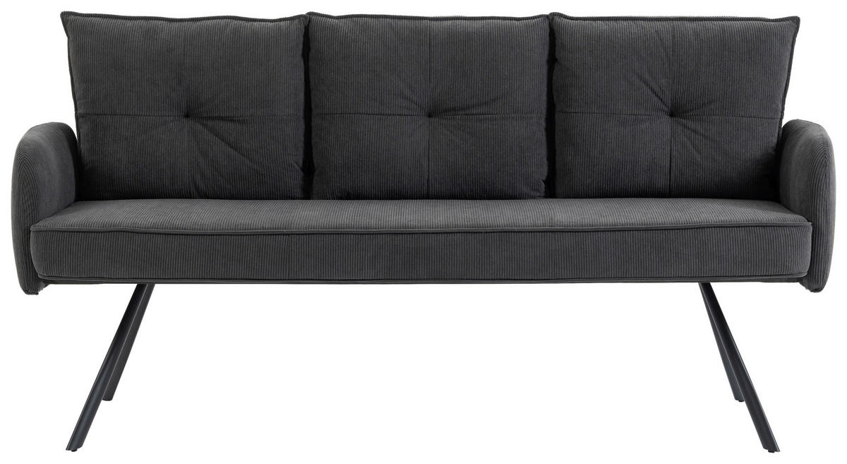 SITZBANK 180/93/67 cm Cord Anthrazit Metall  - Anthrazit/Schwarz, Design, Textil/Metall (180/93/67cm) - Novel