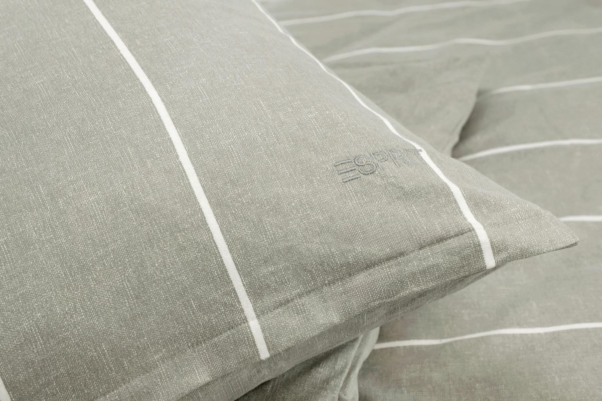 WENDEBETTWÄSCHE E-HarpStripe-F Flanell 135/200 cm  - Hellgrau/Grau, Design, Textil (135/200cm) - Esprit