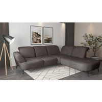 ECKSOFA Flachgewebe Graphitfarben  - Schwarz/Graphitfarben, Modern, Textil/Metall (302/270cm) - Sit & More