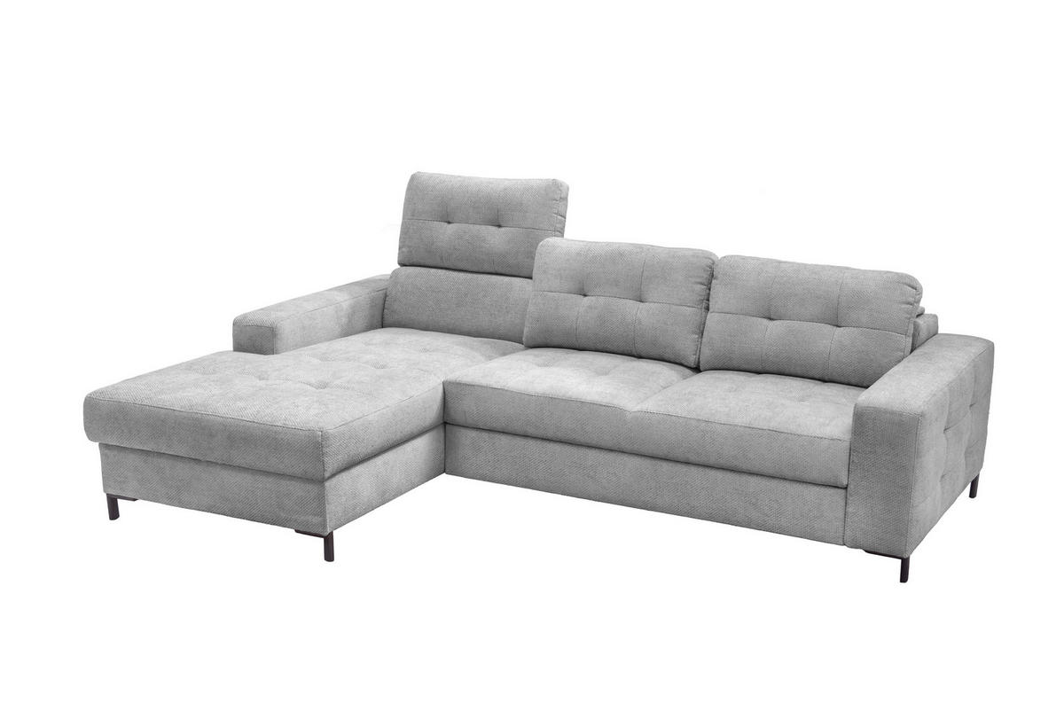 ECKSOFA BONITO Hellgrau Struktur  - Hellgrau/Schwarz, Design, Textil/Metall (176/255cm) - Livetastic