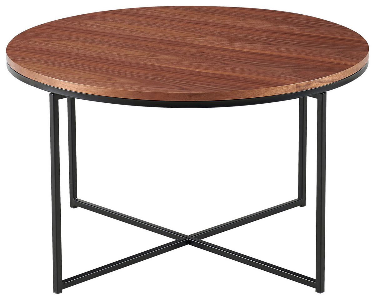 COUCHTISCH in Holzwerkstoff, Holz, Metall 80/80/46 cm  - Walnussfarben/Schwarz, Design, Holz/Holzwerkstoff (80/80/46cm) - Livetastic