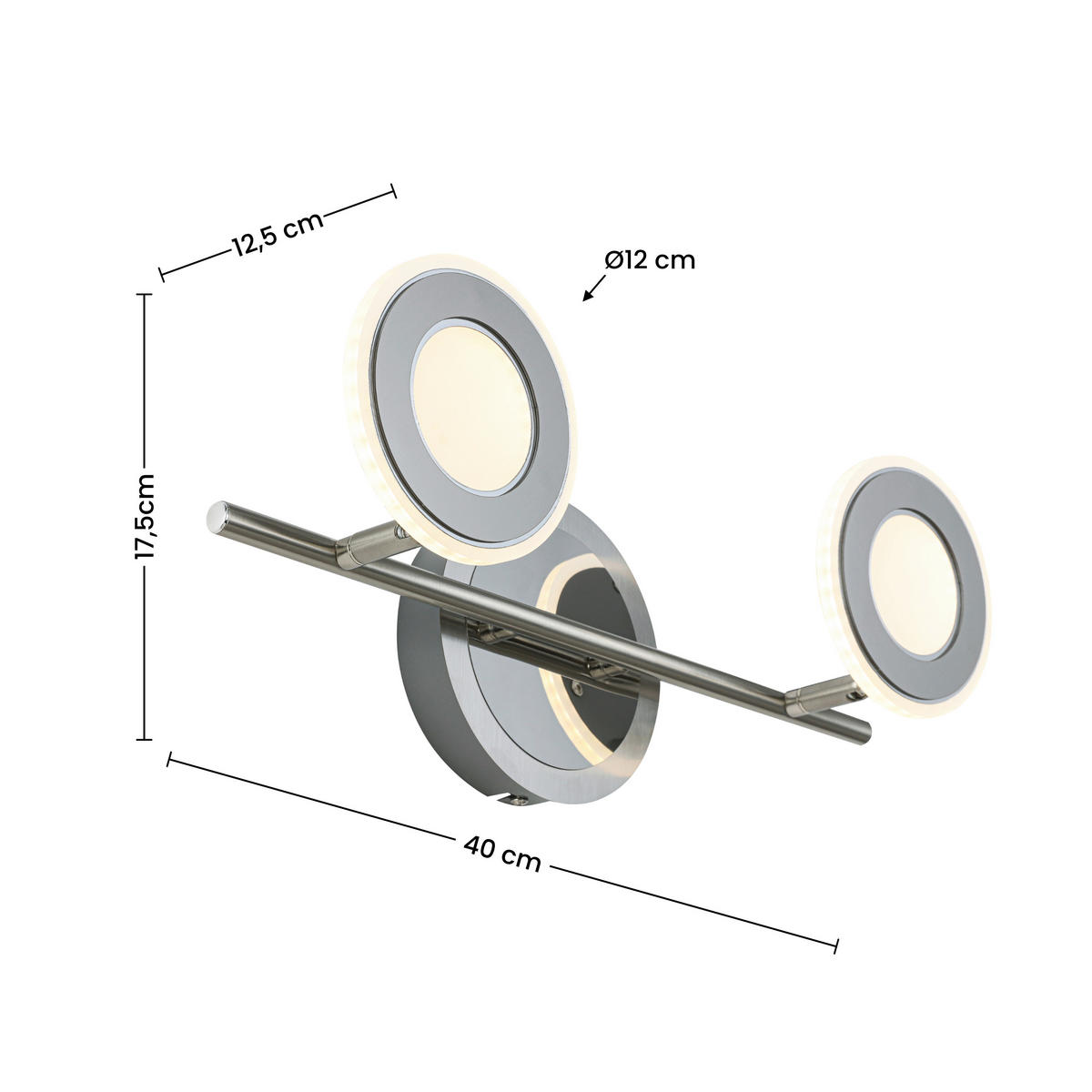LED-SPOTLIGHT 40/17,5/12,5 cm   - kromfärg/nickelfärgad, Design, metall/plast (40/17,5/12,5cm) - Novel