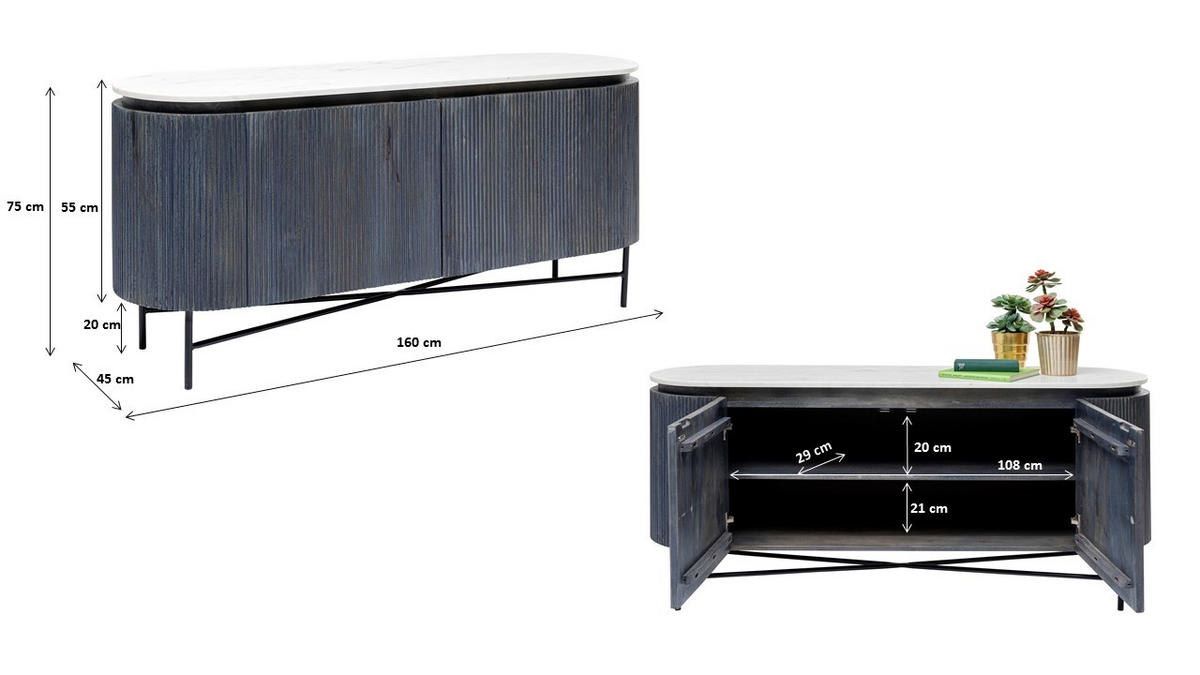 SIDEBOARD  in 160/75/45 cm  - Anthrazit/Schwarz, Trend, Holz/Holzwerkstoff (160/75/45cm) - Kare-Design