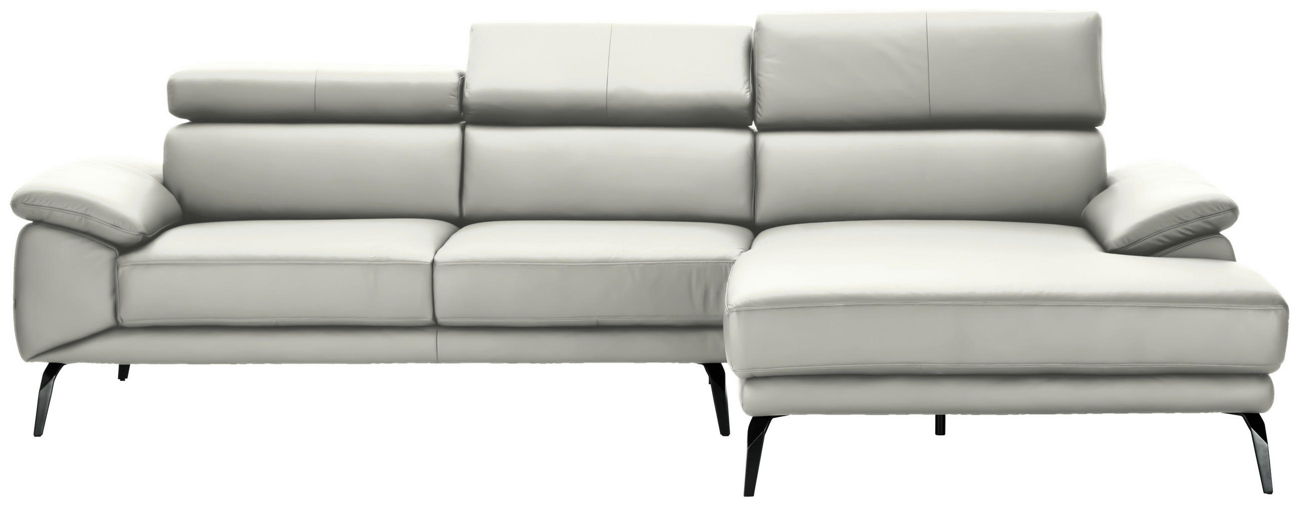 ECKSOFA in Echtleder Weiss  - Weiss/Schwarz, Design, Leder/Metall (295/187cm) - Novel