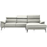 ECKSOFA in Echtleder Weiß  - Schwarz/Weiß, Design, Leder/Metall (295/187cm) - Novel