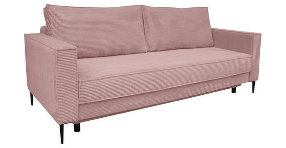 SCHLAFSOFA Cord Rosa  - Schwarz/Rosa, KONVENTIONELL, Textil/Metall (222/93/98cm) - Carryhome