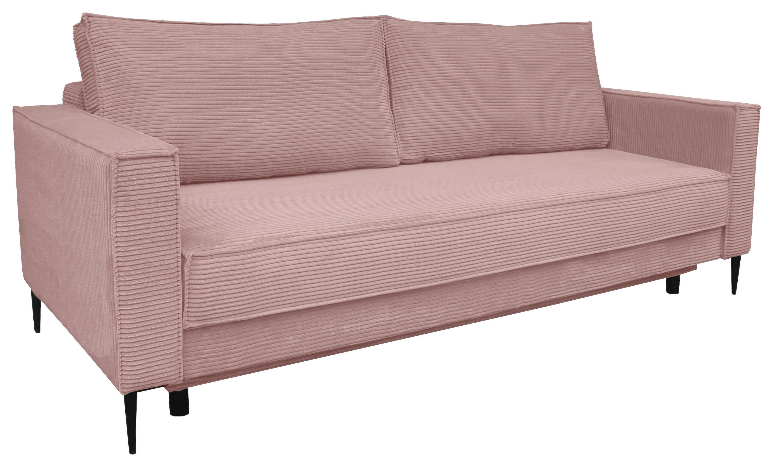 SCHLAFSOFA Cord Rosa  - Schwarz/Rosa, KONVENTIONELL, Textil/Metall (222/93/98cm) - Carryhome