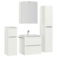 BADEZIMMER 5-teilig  in 121 cm  - Edelstahlfarben/Weiß, MODERN, Holzwerkstoff/Stein (121cm) - Nobilia