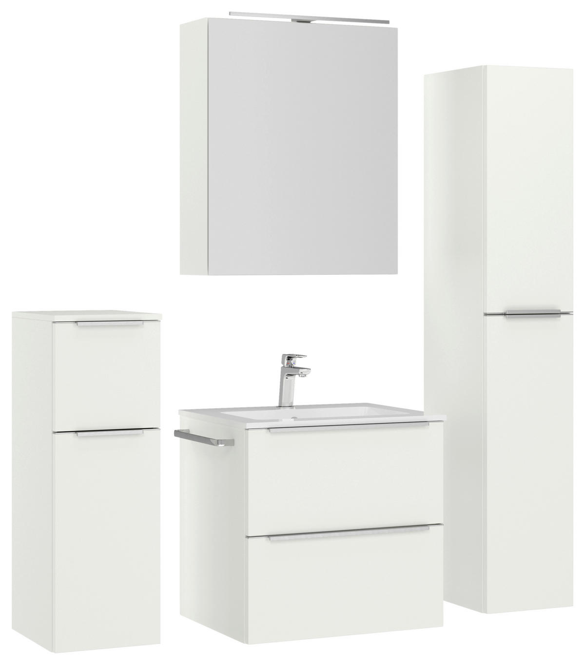 BADEZIMMER 5-teilig  in 121 cm  - Edelstahlfarben/Weiß, MODERN, Holzwerkstoff/Stein (121cm) - Nobilia