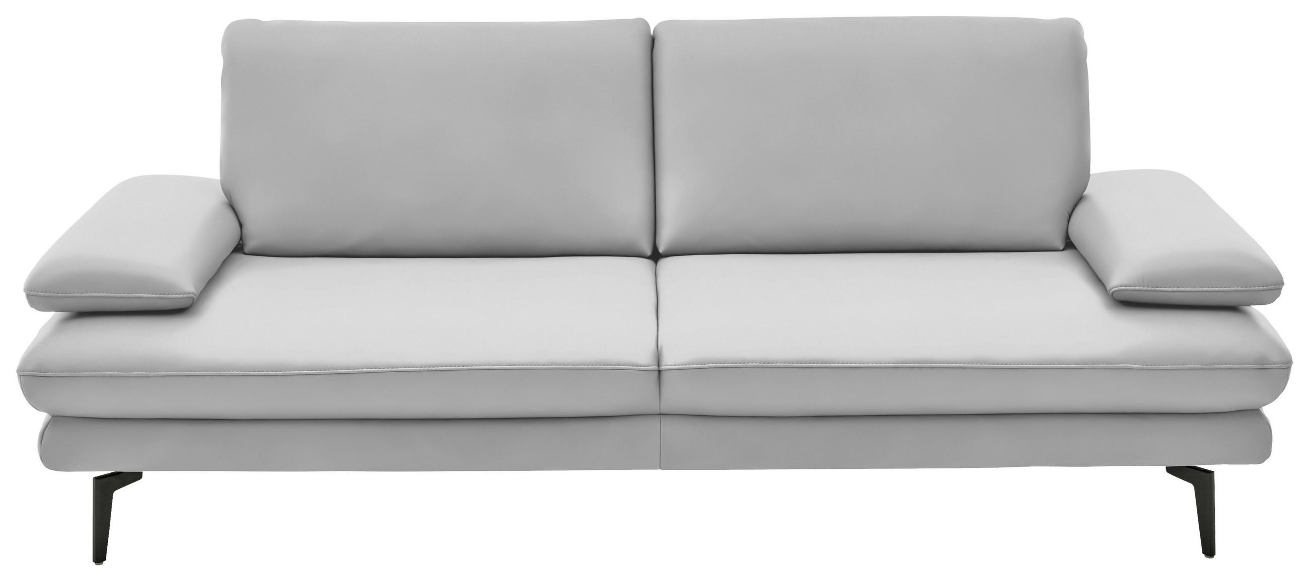 3-SITZER-SOFA in Echtleder Weiss  - Weiss/Schwarz, Design, Leder/Metall (222/86/104cm) - Dieter Knoll