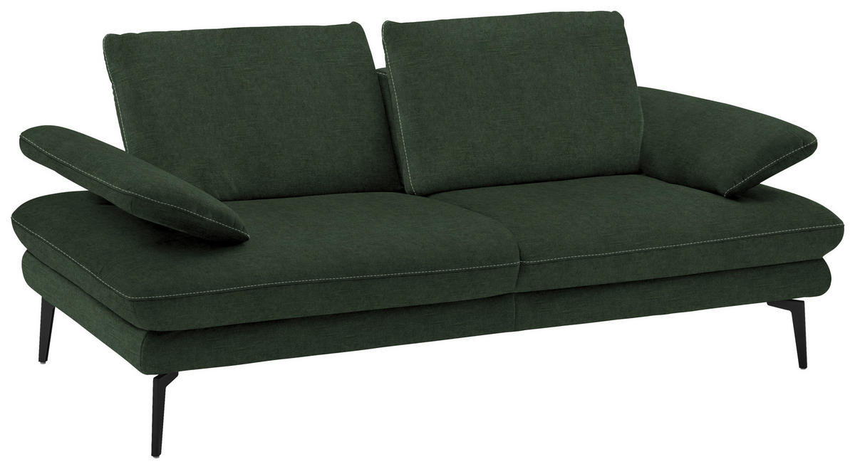 2,5-SITZER in Velours Olivgrün  - Beige/Schwarz, Design, Textil/Metall (196/89/104cm) - Dieter Knoll
