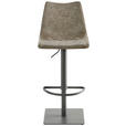 BARHOCKER Lederlook Grau, Schlammfarben Stahl Typenauswahl, Sitzfläche 360° drehbar  - Schlammfarben/Grau, Design, Textil/Metall (43/85-110/50cm) - Novel