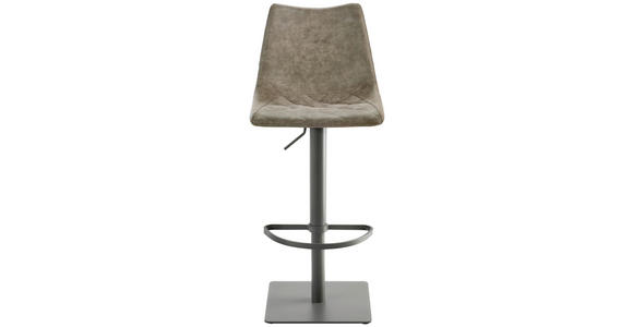 BARHOCKER Lederlook Grau, Schlammfarben Stahl Typenauswahl, Sitzfläche 360° drehbar - Schlammfarben/Grau, Design, Textil/Metall (43/85-110/50cm) - Novel