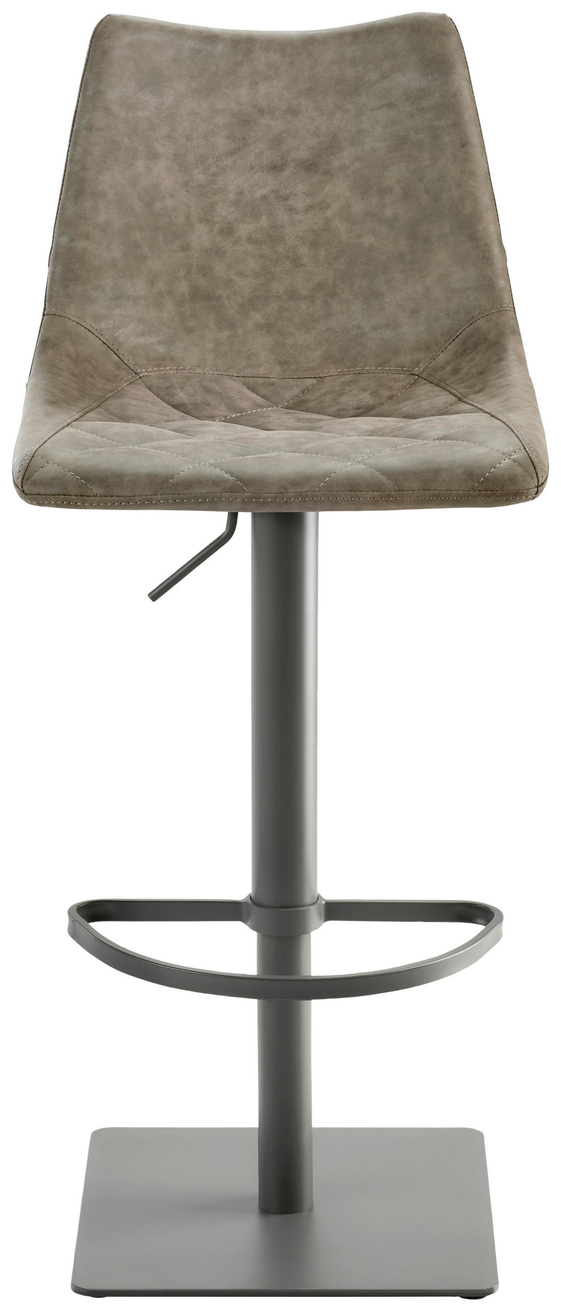 BARHOCKER Lederlook Grau, Schlammfarben Stahl Typenauswahl, Sitzfläche 360° drehbar  - Schlammfarben/Grau, Design, Textil/Metall (43/85-110/50cm) - Novel