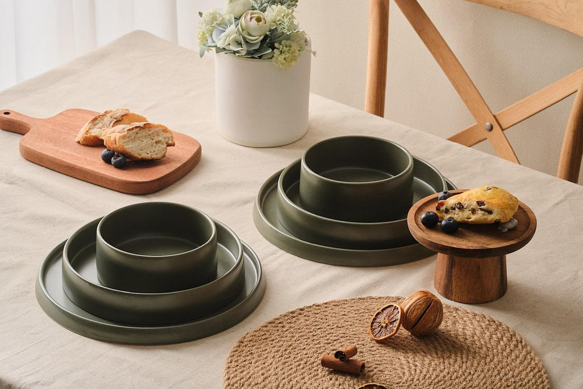 KOMPLETT SERVIS Kyoto 12 delar  - grön, Trend, keramik - Novel