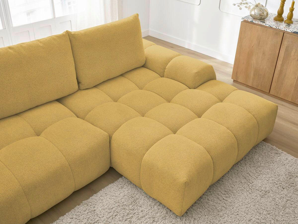 ECKSCHLAFSOFA EVEREST  mit Rücken echt, Armteil links, Armteil rechts Flachgewebe Gelb  - Gelb/Schwarz, MODERN, Kunststoff/Textil (318/180cm) - Livetastic