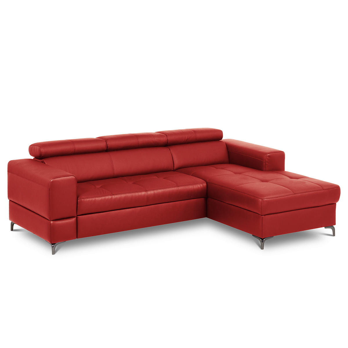ECKSOFA  in Lederlook Echtleder Rot  - Rot/Schwarz, Design, Leder/Textil (247/173cm) - Livetastic