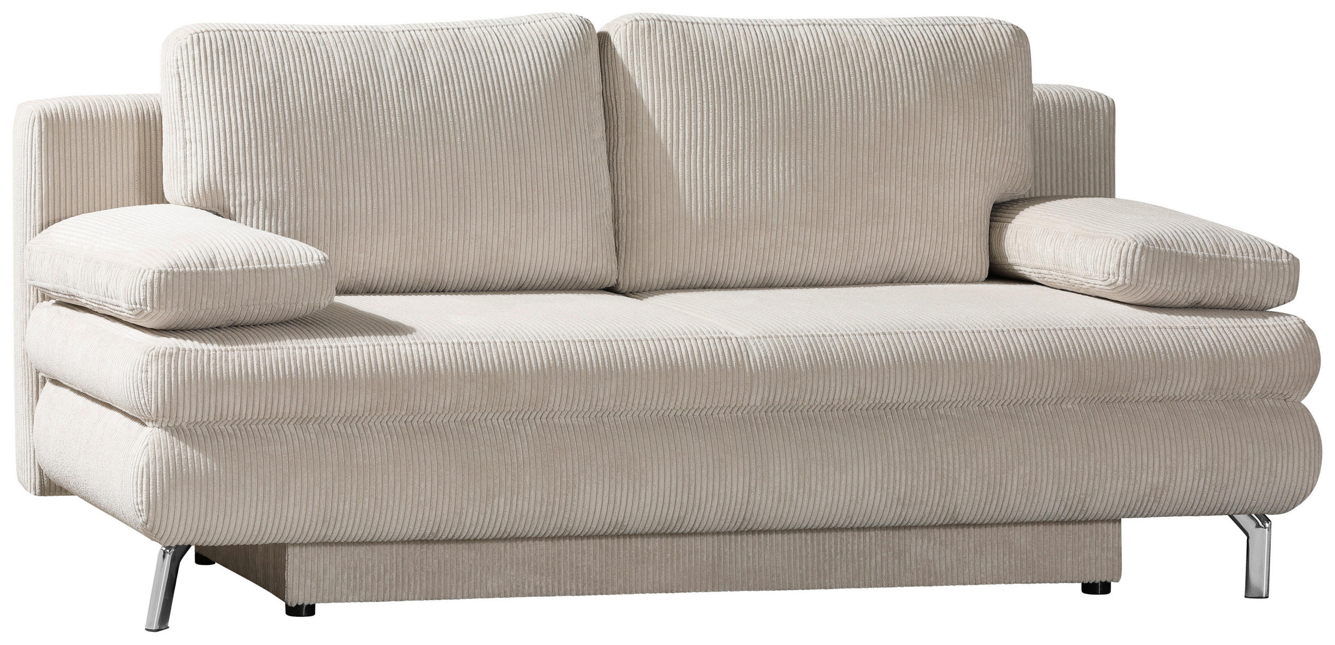 SCHLAFSOFA Rob  mit Schlafen auf Sitzhöhe, Rücken echt Cord Beige  - Eichefarben/Beige, Design, Holz/Textil (200/91/92cm) - Novel