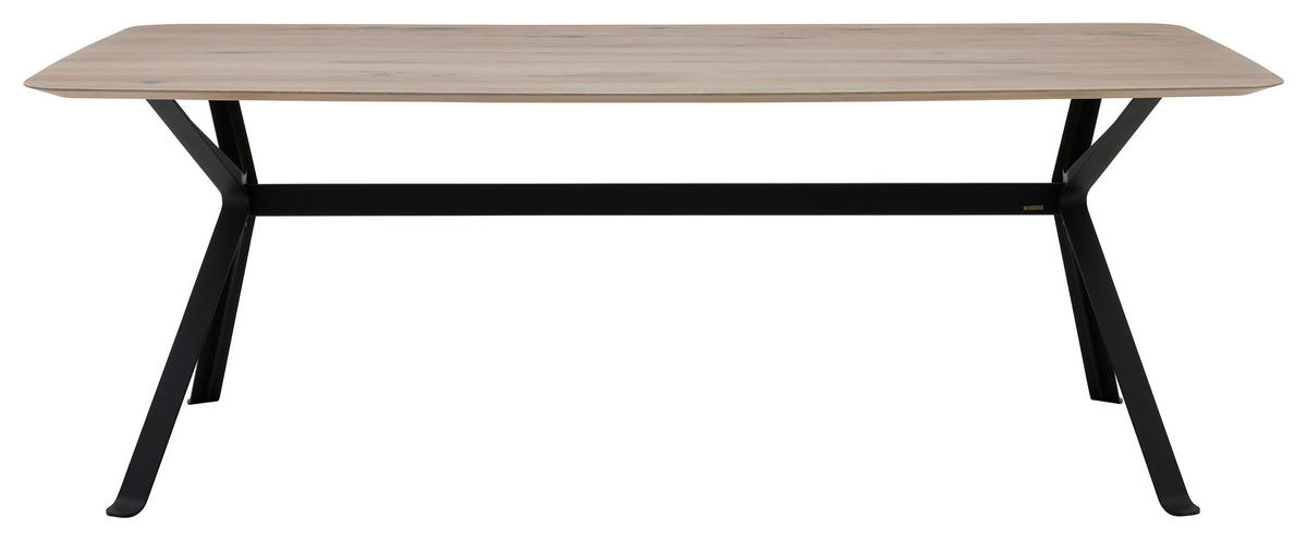 ESSTISCH Asteiche massiv rechteckig Alteiche  - Alteiche/Schwarz, Design, Holz/Metall (220/100/77cm) - Musterring