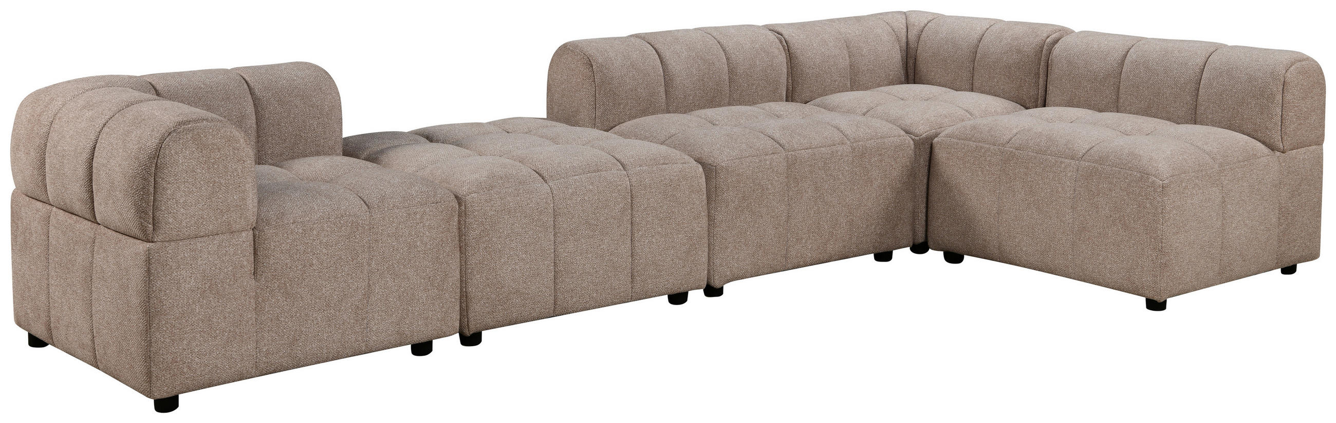 Thumbnail - Mid.you Ecksofa, Beige, Holz, Kunststoff, Textil, Eukalyptusholz, massiv, Sperrholz, 5-Sitzer, einzeln stellbar, 336x70x...