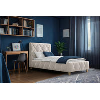 POLSTERBETT 100/200 cm, inkl. gepolstertes Kopfteil, Lattenrost, Bettkasten,  in Creme  - Creme, MODERN, Holz/Textil (100/200cm) - MID.YOU