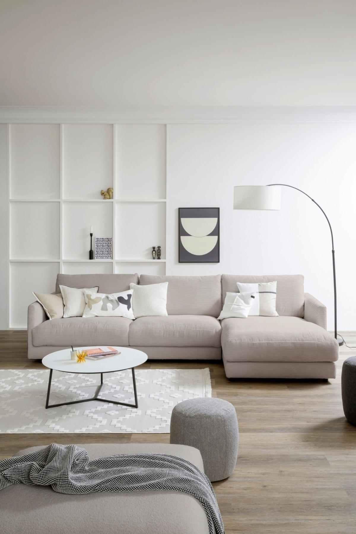 ECKSOFA Cord Beige  - Beige/Schwarz, Design, Kunststoff/Textil (322/170cm) - Schöner Wohnen