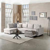 WOHNLANDSCHAFT Hellgrau Mikrofaser  - Hellgrau/Schwarz, MODERN, Kunststoff/Textil (178/305/155cm) - P & B