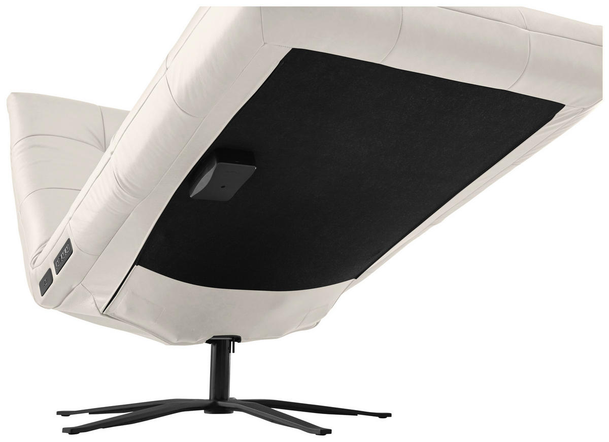 RELAXLIEGE in Echtleder Grau, Hellgrau  - Hellgrau/Schwarz, MODERN, Leder/Metall (82/53-115/156-206cm) - Pure Home Comfort