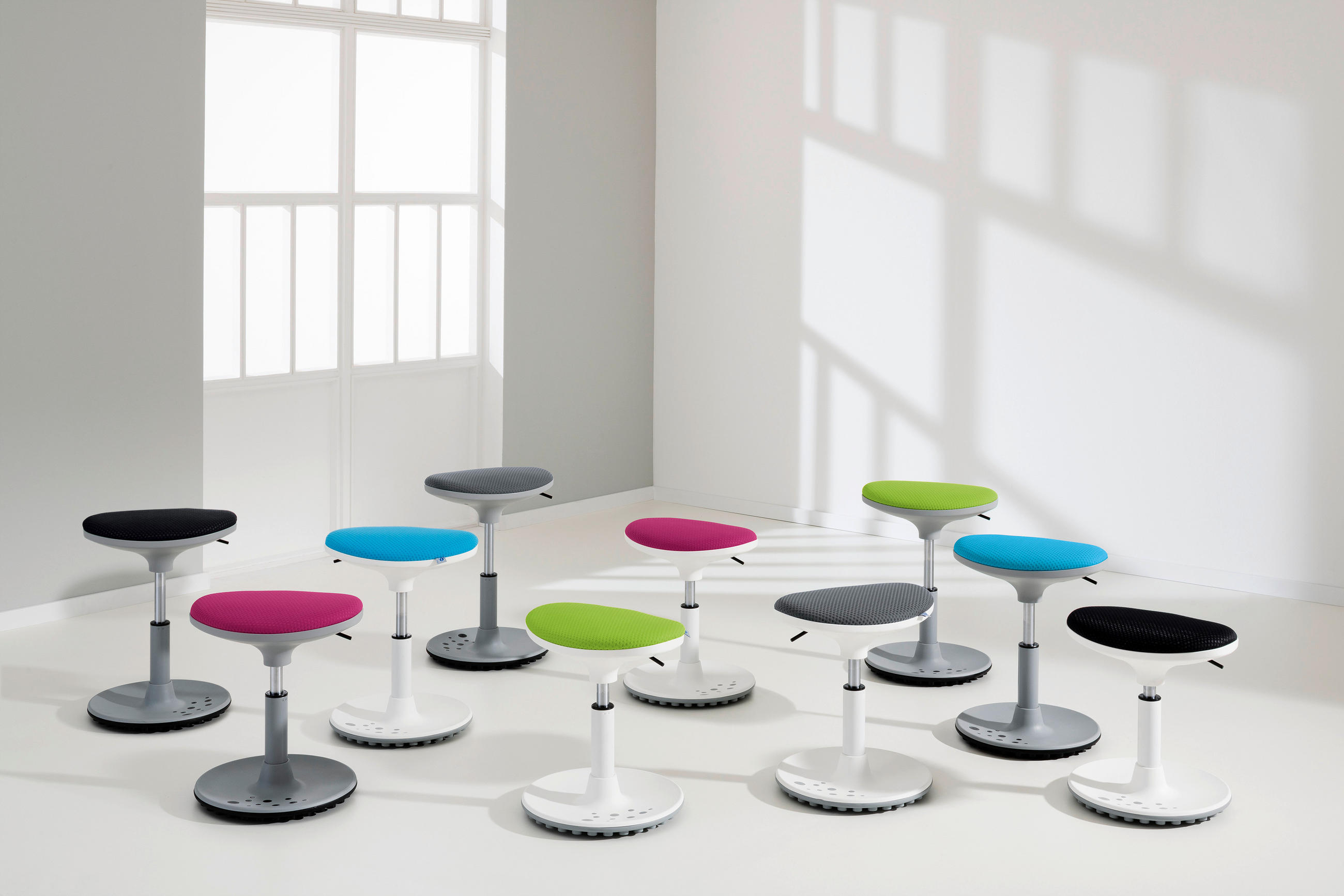 BÜROHOCKER Blau, Weiß  - Blau/Weiß, Design, Kunststoff/Textil (38/48/27,5cm) - Paidi