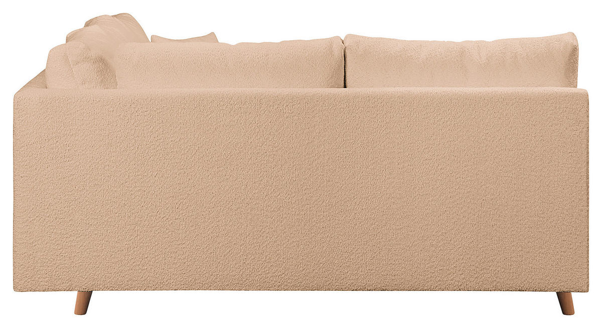 ECKSOFA inkl. Hocker Ariella Beige Bouclé  - Beige/Naturfarben, Design, Holz/Textil (161/231cm) - Livetastic