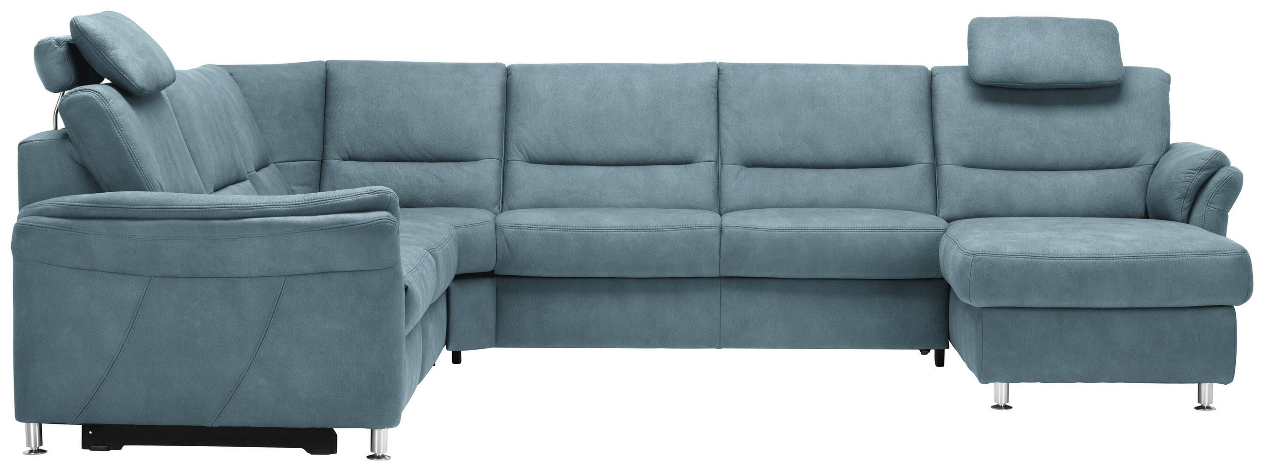 SOFFA i mikrofiber ljusblå  - ljusblå/aluminiumfärg, Klassisk, metall/textil (262/335/173cm) - Beldomo System