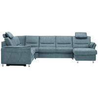 SOFFA i mikrofiber ljusblå  - ljusblå/aluminiumfärg, Klassisk, metall/textil (262/335/173cm) - Beldomo System