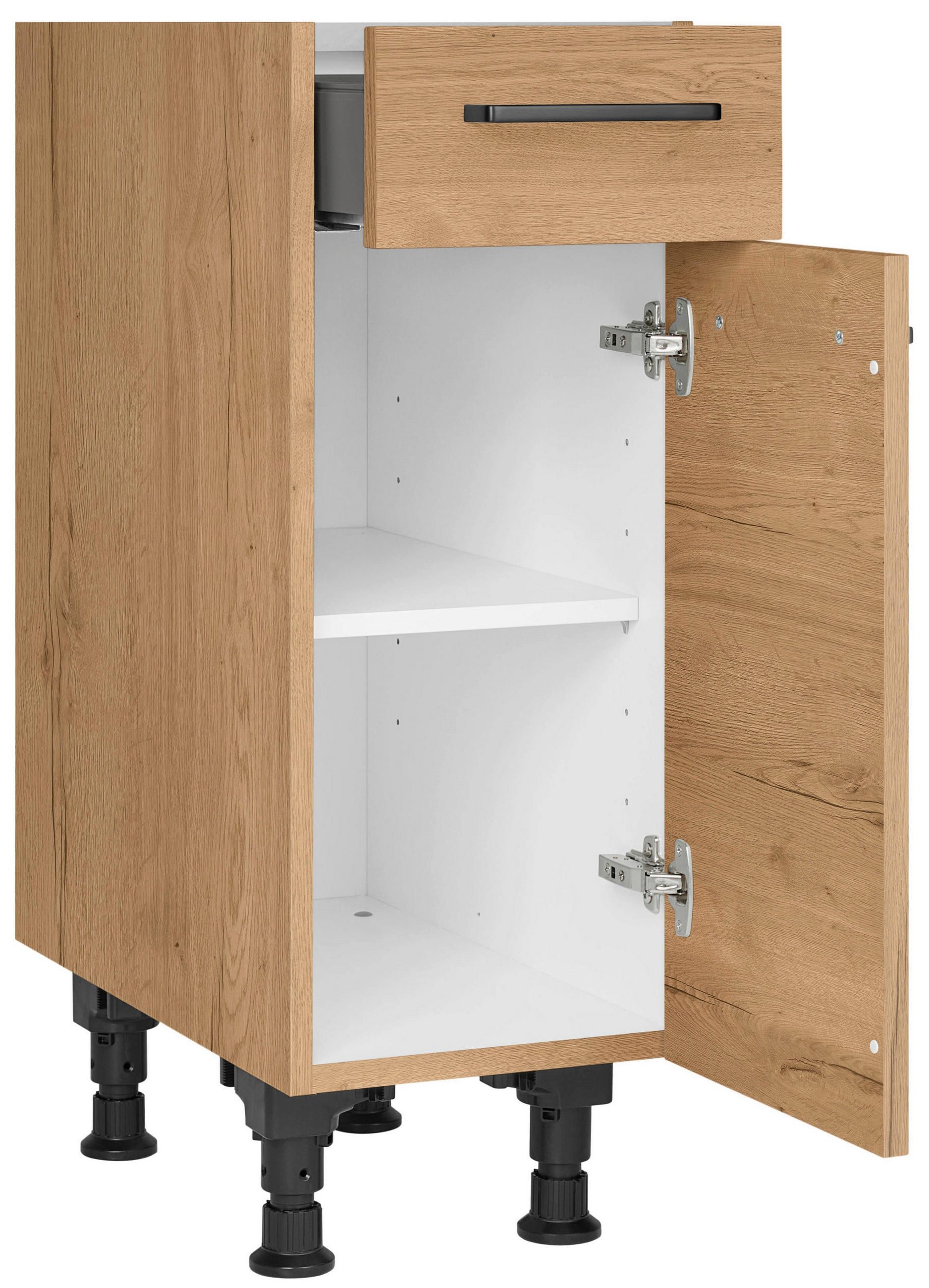 SCHUBKASTENUNTERSCHRANK 30/87/56 cm in Eichefarben - Eichefarben/Schwarz, MODERN, Holzwerkstoff/Metall (30/87/56cm) - Nobilia