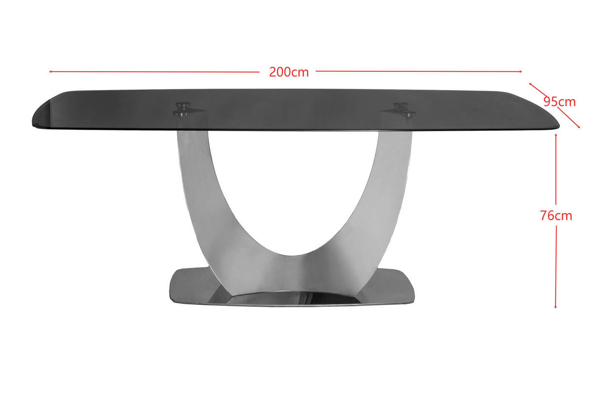 ESSTISCH 200/95/76 cm  Metall, Glas rechteckig Goldfarben, Dunkelgrau  - Dunkelgrau/Goldfarben, Design, Glas/Metall (200/95/76cm) - Milino