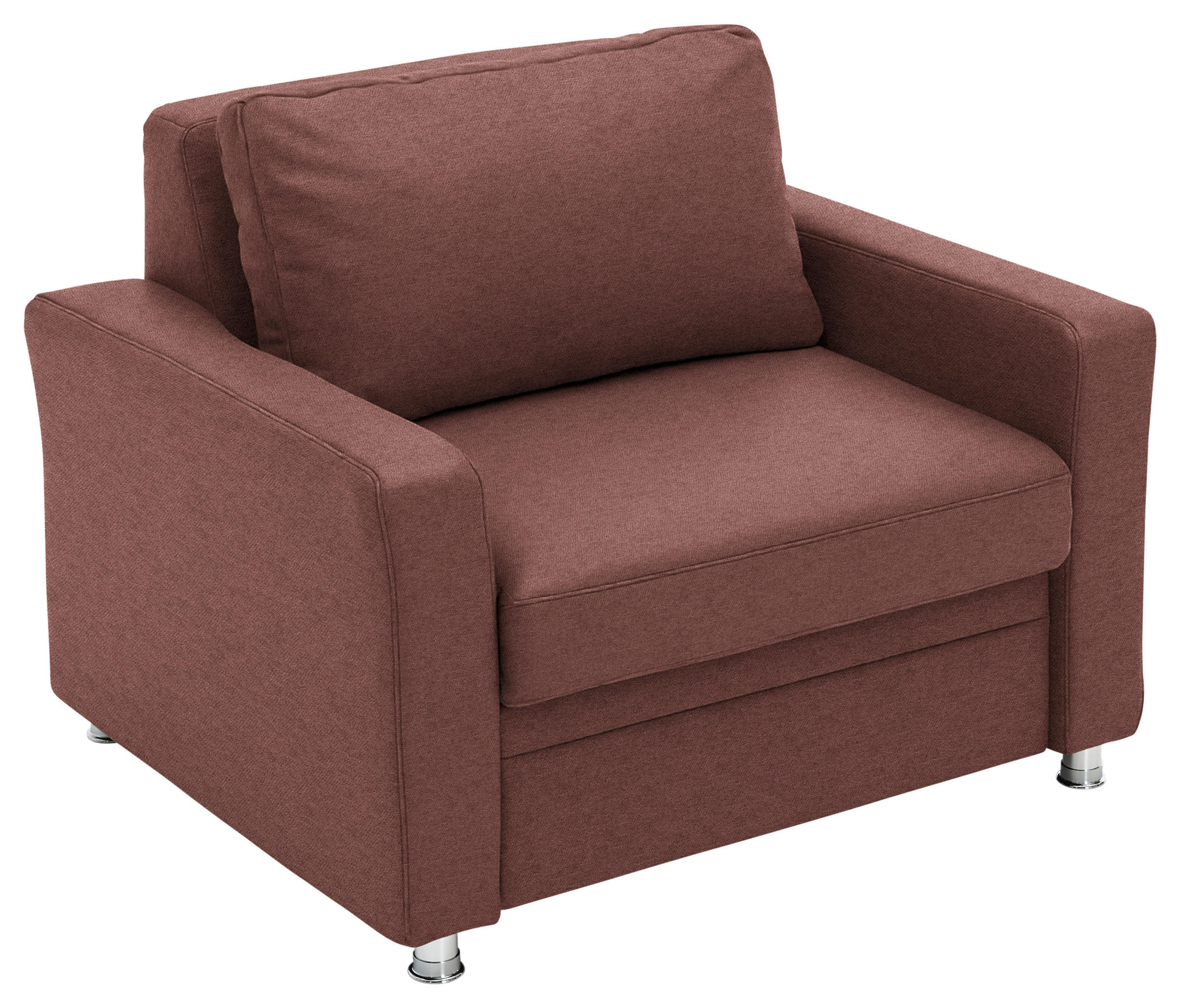 SCHLAFSESSEL Chenille Weinrot  - Weinrot/Alufarben, Konventionell, Textil/Metall (106/90/100cm) - Beldomo Style