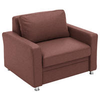 SCHLAFSESSEL Chenille Weinrot  - Weinrot/Alufarben, Konventionell, Textil/Metall (106/90/100cm) - Beldomo Style
