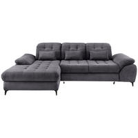 ECKSCHLAFSOFA in Cord Grau  - Schwarz/Grau, Modern, Textil/Metall (189/273cm) - Livetastic
