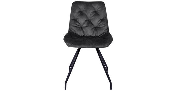 STUHL Samt Grau, Schwarz - Schwarz/Grau, Design, Textil/Metall (51/88/66cm) - Novel