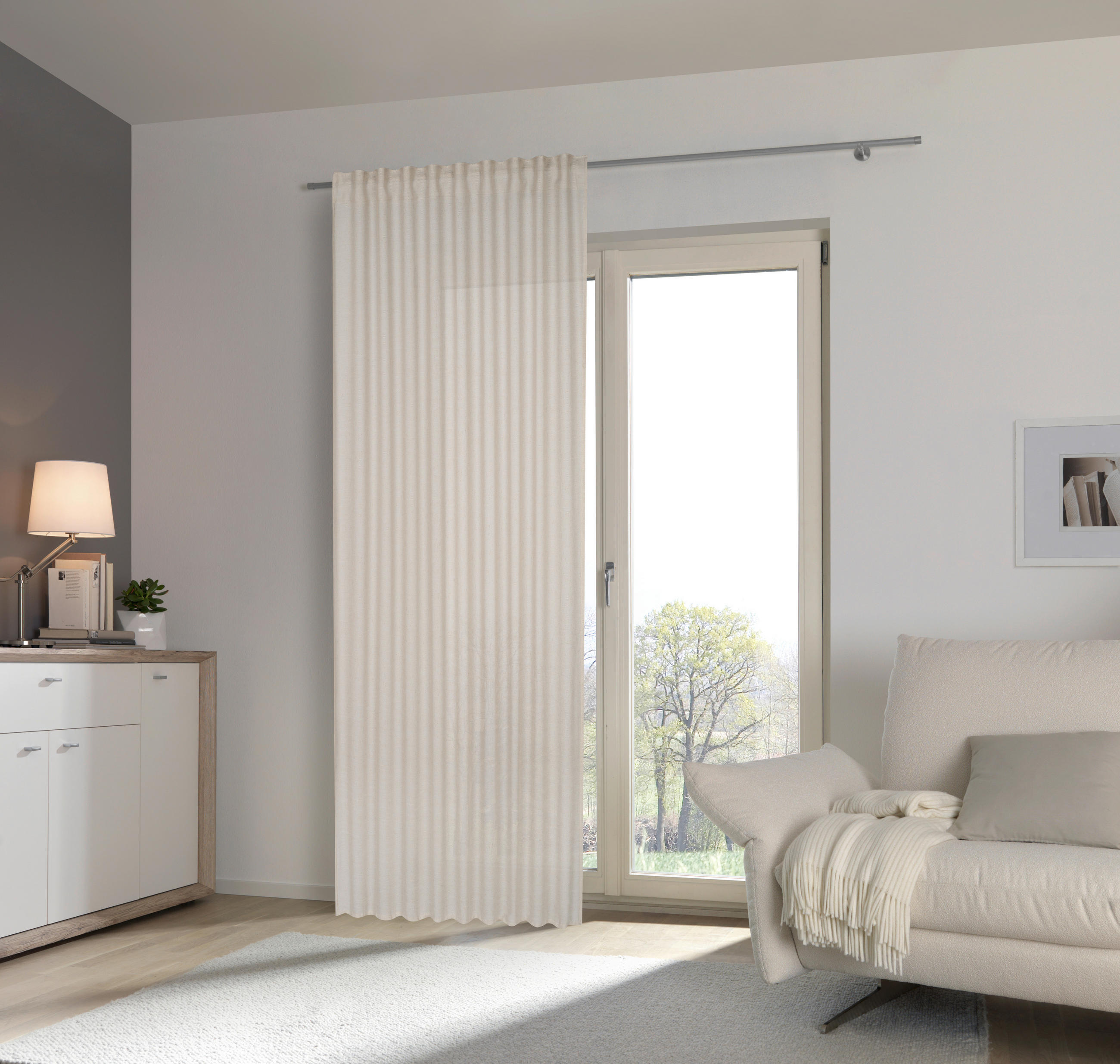 FERTIGVORHANG  halbtransparent   140/245 cm  - Taupe, Basics, Textil (140/245cm) - Esposa