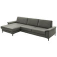 ECKSOFA  in Echtleder Grau  176/334 cm  - Schwarz/Grau, Design, Leder/Metall (176/334cm) - Dieter Knoll