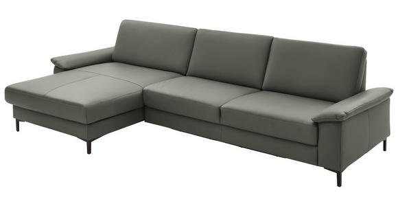 ECKSOFA  in Echtleder Grau  176/334 cm  - Schwarz/Grau, Design, Leder/Metall (176/334cm) - Dieter Knoll