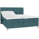 BOXSPRINGBETT 180/200 cm  in Blau  - Chromfarben/Blau, KONVENTIONELL, Kunststoff/Textil (180/200cm) - Voleo