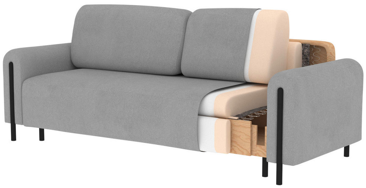 SCHLAFSOFA in Bouclé Naturfarben, Beige  - Eichefarben/Beige, Design, Holz/Textil (244/97/97cm) - MID.YOU