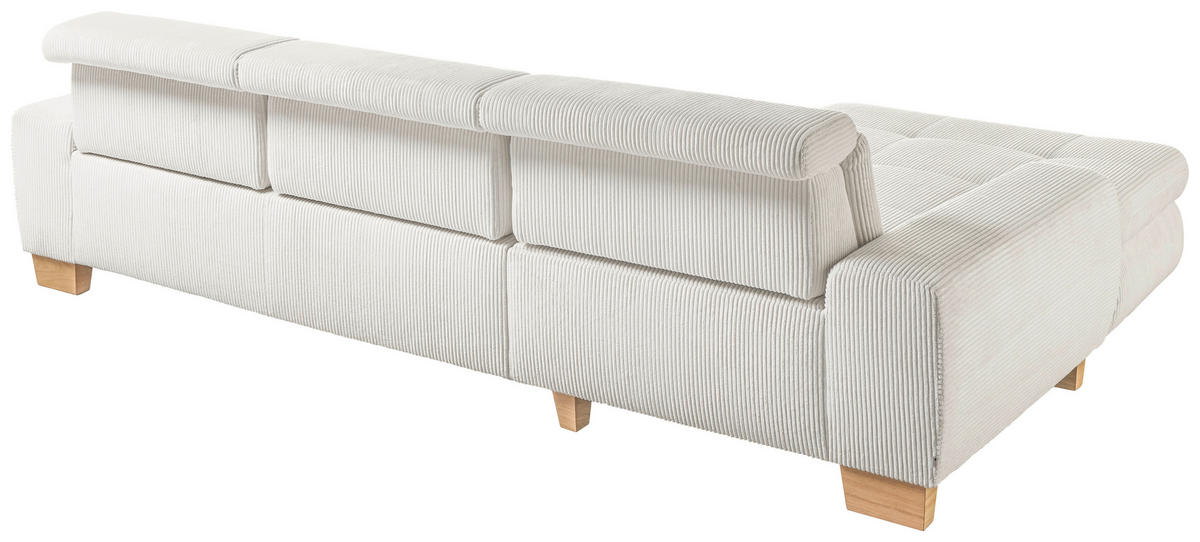 ECKSOFA Silberfarben Cord  - Eiche Bianco/Silberfarben, KONVENTIONELL, Holz/Textil (195/307cm) - SetOne by Musterring